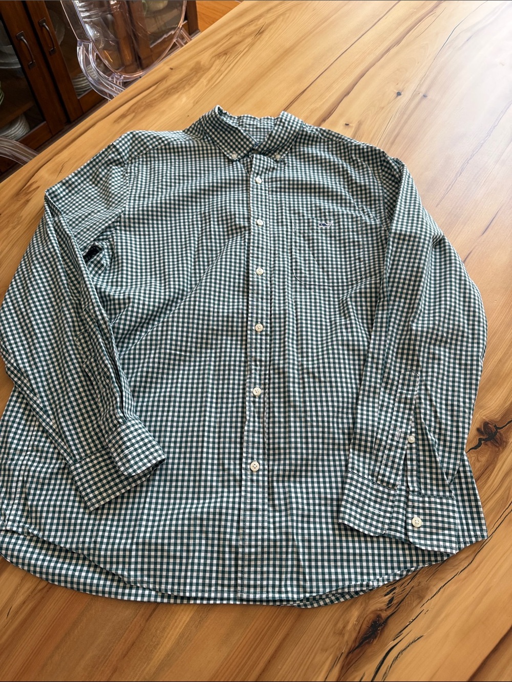 Vineyard Vines Green Gingham Button-Down Shirt